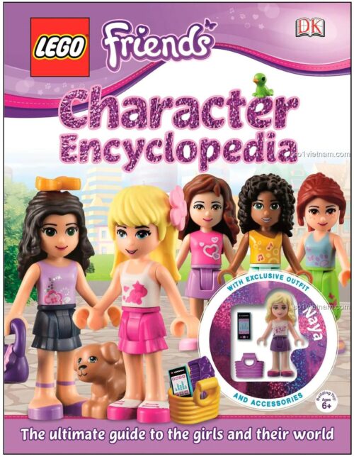 đồ chơi giáo dục DK ISBN9781465418944, sách nhân vật LEGO Friends Character Encyclopedia kèm minifigure độc quyền Naya, cho bé gái 6 tuổi