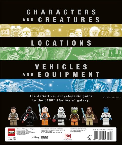 Sách hướng dẫn DK Star Wars 9781465455581, hướng dẫn toàn tập vũ trụ LEGO® Star Wars, hình ảnh sống động về minifigure, giá tốt cho con trai 12 tuổi