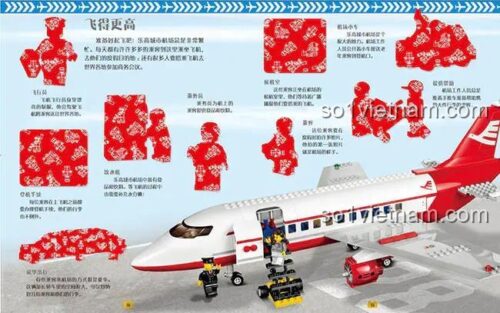 Trang sách dán hình LEGO City DK với chủ đề máy bay, giúp bé 5 tuổi khám phá thế giới hàng không và rèn luyện khéo léo ngón tay.