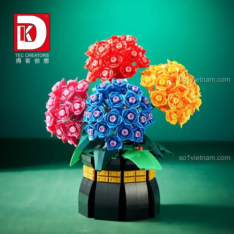 Hoa Cẩm Tú Cầu Lắp Ráp 30, bộ lắp ghép trang trí phòng, đồ chơi sáng tạo cho bé gái 8 tuổi