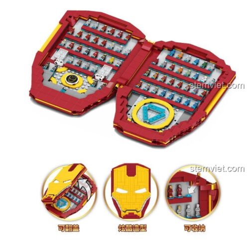 Bộ lắp ghép Iron Book DLP8801 mở ra trưng bày 60 minifigure Người Sắt, đồ chơi mô hình cho bé trai 6 tuổi