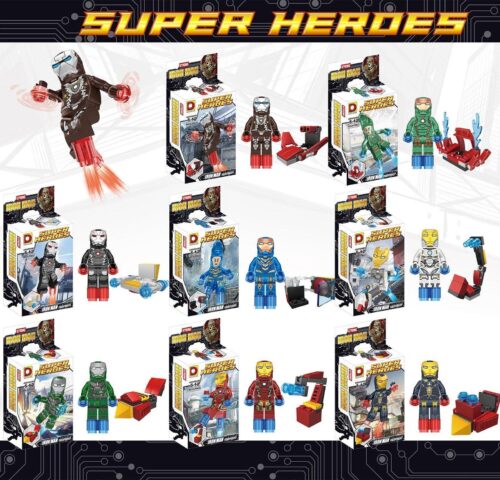 Bộ đồ chơi Người Sắt DLP9023, bộ 8 minifigure Iron Man siêu anh hùng, đồ chơi lắp ghép cho bé trai 5-12 tuổi, giá tốt