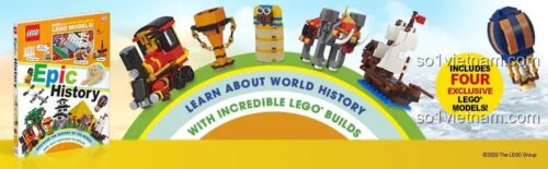 Sách kèm mô hình LEGO® Dorling Kindersley ISBN9780241409190, đồ chơi giáo dục Sách lịch sử cho trẻ em, bộ lắp ghép 9780241409190, giúp bé trai 6 tuổi học lịch sử sáng tạo.