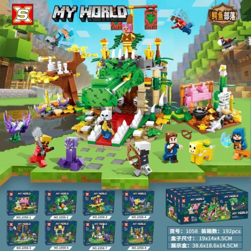Bộ đồ chơi Bộ Lạc Cá Sấu Double Elephant 1058 Bộ Lạc Cá Sấu My World, mô hình thế giới Minecraft với nhiều minifigure và cảnh quan sinh động, đồ chơi xây dựng cho bé trai 6 tuổi, giá tốt.