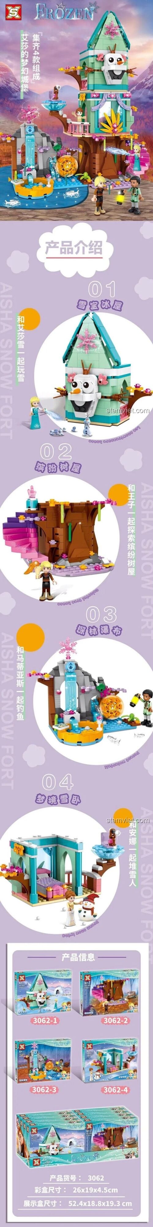 đồ chơi lắp ráp Lâu đài băng giá Elsa Double Elephant 3062-2 với các tính năng đặc biệt cho bé gái 6 tuổi