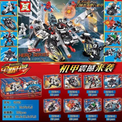 Bộ lắp ghép Robot Venom và Người Nhện 8 trong 1 Double Elephant SX 4043, đồ chơi lắp ráp siêu anh hùng cho bé trai 6 tuổi, giá tốt, lắp được 8 kiểu khác nhau.