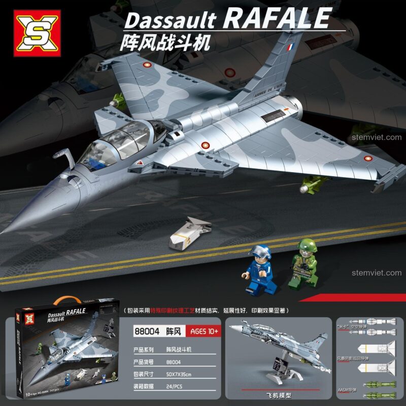 Máy bay chiến đấu Dassault Rafale Double Elephant SX 88004, bộ đồ chơi máy bay chiến đấu, đồ chơi mô hình máy bay chiến đấu, 747 mảnh, độ tuổi 10+, giá tốt
