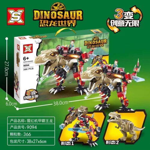 Bộ lắp ghép Khủng Long Bạo Chúa Cơ Giáp Double Elephant SX 9094 biến hình 3 kiểu, chất liệu an toàn, phát triển tư duy cho bé trai 6 tuổi, giá tốt.