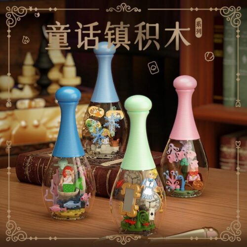Bộ đồ chơi lắp ráp Dumeca D1307 4 chai cổ tích, đồ chơi lắp ghép nàng tiên cá, cô bé quàng khăn đỏ, lọ lem, alice, đồ chơi sáng tạo cho bé gái 6 tuổi giá tốt