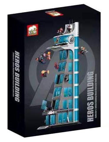 Hộp sản phẩm bộ lắp ráp Tòa tháp Avengers Elephant JX60037. Đồ chơi mô hình siêu anh hùng Marvel cho bé trai 8 tuổi, giá rẻ.