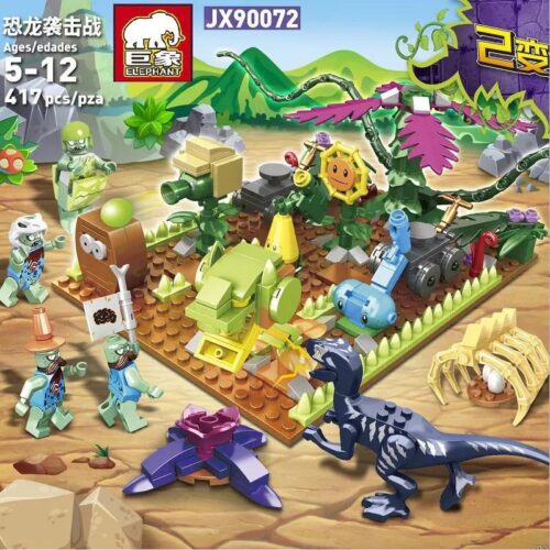 Bộ lắp ghép Elephant JX90072 Plants vs. Zombies: Trận Chiến Khủng Long Tấn Công giá tốt cho bé trai 5 tuổi, đồ chơi lắp ráp chất lượng cao với 417 chi tiết