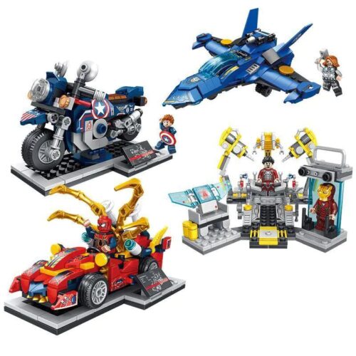 Bộ lắp ghép Avengers Elephant JX90149, đồ chơi lắp ráp siêu anh hùng Marvel 4 trong 1, mô hình Người Nhện, Captain America, Thor, Iron Man cho bé trai 6 tuổi, giá tốt.