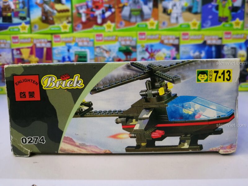 Một góc khác của hộp bộ xếp hình Enlighten 274, thể hiện độ tuổi khuyến nghị 7-13.