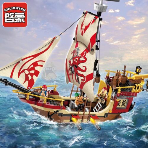 Bộ lắp ghép Thuyền Hải Tặc Enlighten 1311 trên biển, đồ chơi lắp ráp Tàu Cướp Biển cho bé trai 6 tuổi, giá tốt