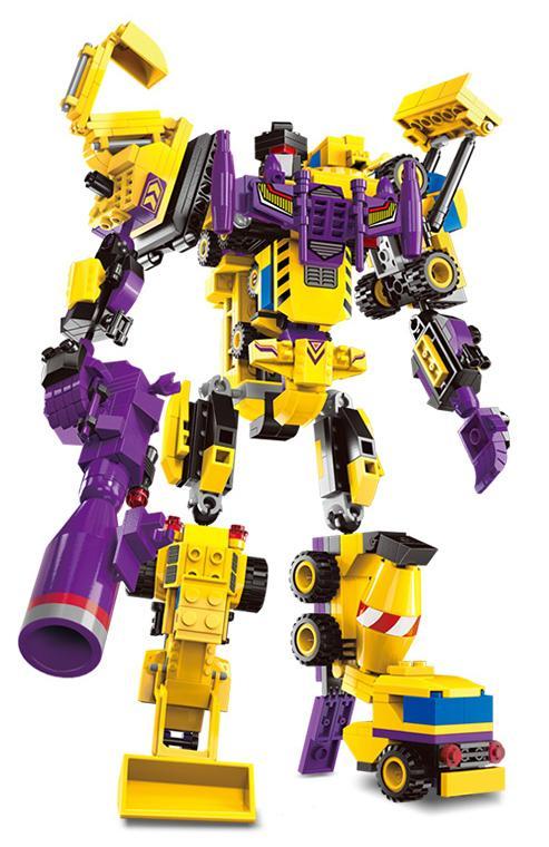 Bộ đồ chơi Enlighten 1401-2 Robot Chiến Thần hợp thể 7 trong 1, mô hình robot công trình màu vàng tím, đồ chơi lắp ráp cho bé trai 6 tuổi giá tốt.