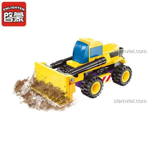Bộ lắp ghép Xe Ủi Đất Biến Hình Enlighten 1401-4, xe công trình màu vàng, chất lượng cao, cho bé trai 6 tuổi