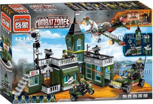 Hộp bộ lắp ghép Enlighten 1714 Sở Chỉ Huy Bắn Phá Chiến Trường, 627 chi tiết, dành cho bé trai 6 tuổi, giá tiết kiệm.