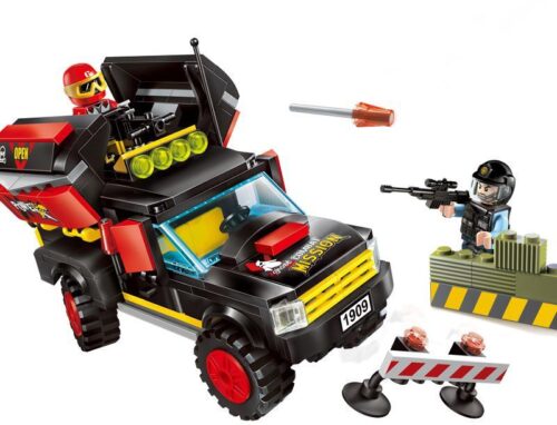 Bộ lắp ráp Xe Đặc Nhiệm Cảnh Sát Enlighten 1909 với cơ chế bật súng máy ẩn giấu, minifigure cảnh sát và tên cướp, phù hợp bé trai 6 tuổi, giá tốt.