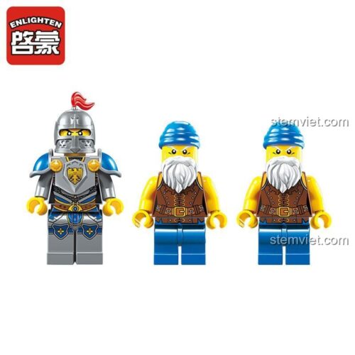 3 minifigures Hiệp sĩ và Người cây trong bộ lắp ráp Enlighten 2302, đồ chơi chất lượng cao cho bé trai.