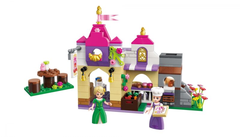 Bộ đồ chơi Tiệm Bánh Công Chúa Leah ENLIGHTEN 2603, mô hình tiệm bánh hai tầng với công chúa và thợ bánh, màu hồng tím vàng, phù hợp bé gái 6 tuổi, giá tốt.