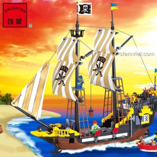 Hộp bộ đồ chơi Tàu Hải Tặc Enlighten 307, đồ chơi lắp ráp Thuyền Cướp Biển QMAN 307, phù hợp bé trai 6 tuổi trở lên, giá tốt.