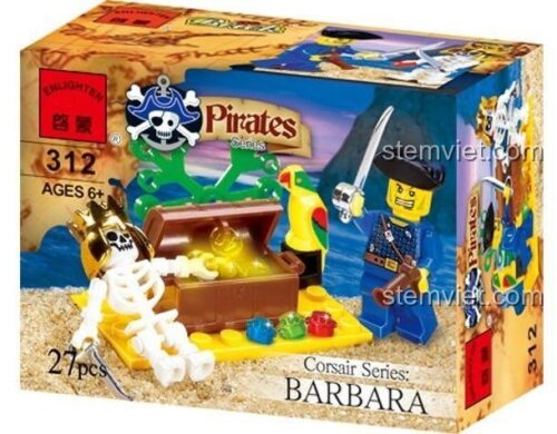 Hộp đồ chơi xếp hình Cướp biển Barbara 312 của Enlighten. Món quà sáng tạo cho bé trai 6 tuổi.