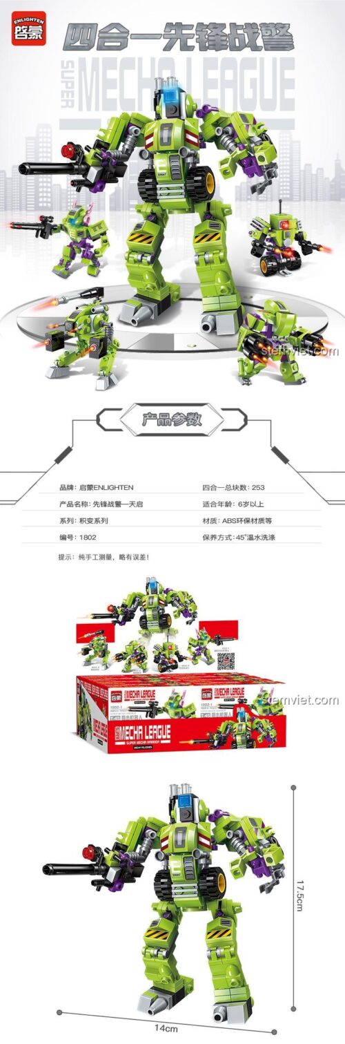 Robot Biến Hình Chiến Binh Tiên Phong 4 trong 1 Enlighten QMAN 1802, đồ chơi lắp ráp Robot Hợp Thể cho bé trai 6 tuổi, giá tốt