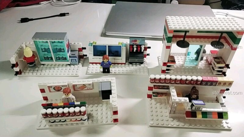 Bộ xếp hình Siêu thị mini FamilyMart, 5 mô hình riêng lẻ, đồ chơi lắp ghép cho bé 6 tuổi, giá tiết kiệm.