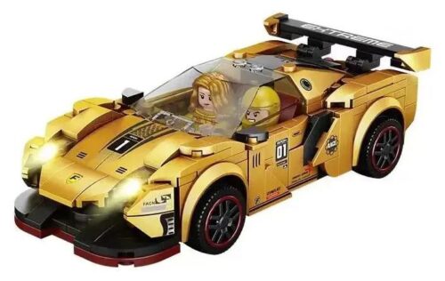 Siêu xe Lamborghini Aventador Vàng Forange FC1614 có đèn LED và âm thanh, đồ chơi lắp ráp tốc độ cao cho bé trai 6 tuổi