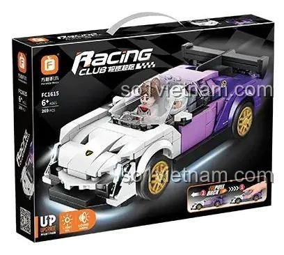 Hộp bộ đồ chơi siêu xe Lamborghini Veneno Tím Tốc Độ Forange FC1615 269 mảnh, có 2 minifigure, động cơ dây cót, dành cho bé trai 6 tuổi, giá tốt