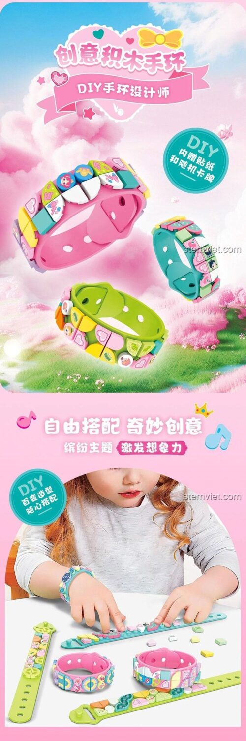 Forange FC2010 vòng tay xếp hình, đồ chơi lắp ghép vòng tay DIY cho bé gái, bộ vòng tay tự làm Forange, phụ kiện thời trang sáng tạo