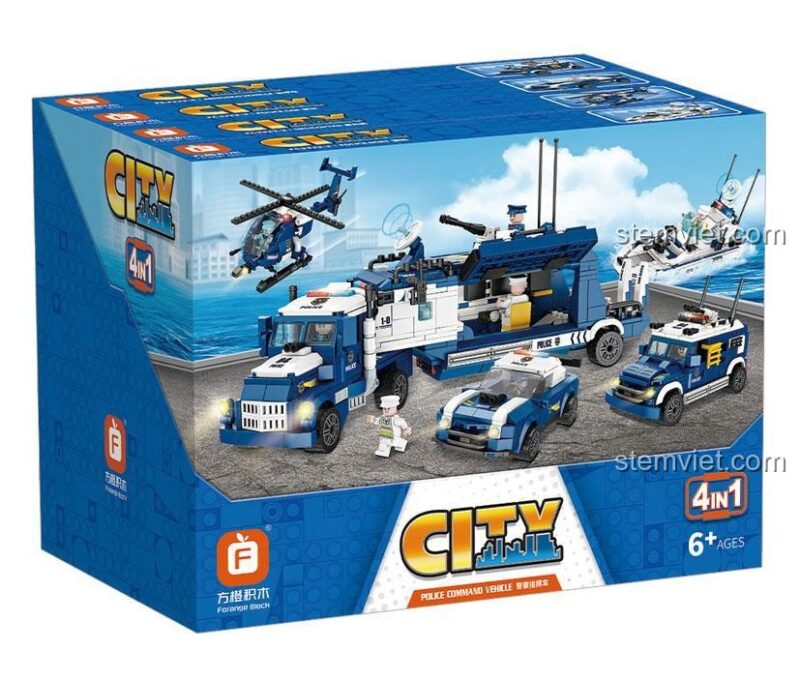 Hộp đồ chơi xếp hình Forange FC3323 Xe Chỉ Huy Cảnh Sát, quà tặng sáng tạo cho bé trai.