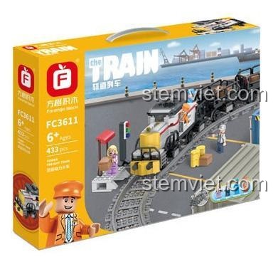 Hộp bộ lắp ghép Forange FC3611 Tàu hỏa chở hàng, đồ chơi mô hình cho con trai 6 tuổi, giá rẻ