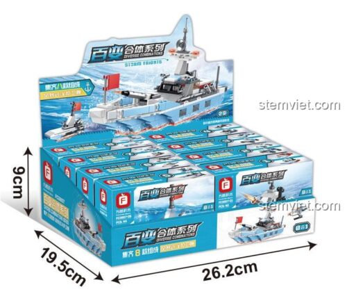 Hộp đồ chơi mô hình Tàu chiến 8 trong 1 Forange FC3807, món quà tuyệt vời cho bé trai 6 tuổi.