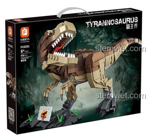 Hộp sản phẩm bộ lắp ghép Forange FC6251 Khủng long Bạo Chúa Tyrannosaurus, đồ chơi lắp ráp chất lượng cao cho bé trai.