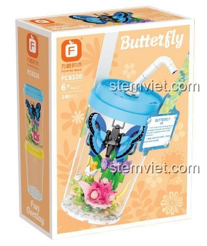 Hộp sản phẩm Bộ lắp ghép Forange FC8320 Mô hình bướm 3 trong 1, đồ chơi lắp ráp cho bé gái 6 tuổi, giá tốt.