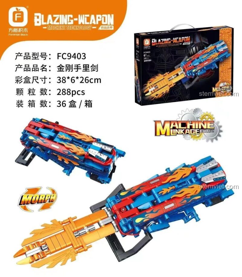 Bộ lắp ráp Forange FC9403 Vũ khí robot rực lửa, đồ chơi mô hình Kim cương Shuriken biến hình cho bé trai 6 tuổi, giá tốt.