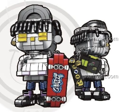 Hai mô hình Figure Gameeey W9001 trượt ván và W9002 graffiti, đồ chơi mô hình cá tính độc đáo cho con trai 14 tuổi.
