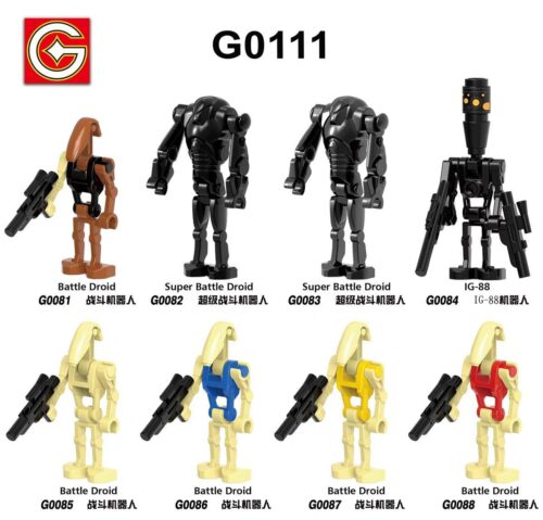 Bộ 8 Minifigure Robot Chiến Đấu Star Wars G G0111, đồ chơi mô hình Nhân vật Star Wars, bộ lắp ghép G0111, đồ chơi xếp hình Robot Droid. Bộ sưu tập 8 minifigure robot chiến đấu từ G-Brand, tái hiện các nhân vật nổi tiếng trong Star Wars, phù hợp cho bé trai 6 tuổi, giá tốt.