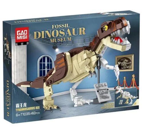 Bộ lắp ghép Khủng long Bạo chúa GAOMISI T1035 giá tốt, hộp sản phẩm mô hình hóa thạch T-Rex cho bé trai 6 tuổi