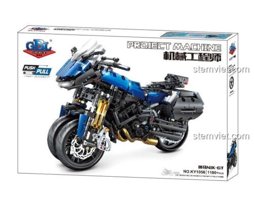 Hộp sản phẩm mô hình xe máy Yamaha Niken GT GBL KY1056, có hình ảnh xe, thông tin kỹ thuật, 1180 mảnh, phù hợp cho bé trai 6 tuổi, giá tốt