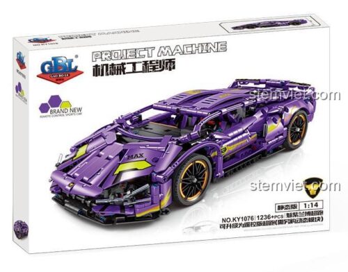 Hộp đồ chơi lắp ráp GBL KY1076 Siêu xe Lamborghini tím, bộ xếp hình xe đua 1:14, quà tặng cho bé trai 6 tuổi.