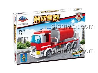 Hộp bộ lắp ráp Xe Chở Nước Cứu Hỏa KAZI KY 98206, đồ chơi xếp hình 273 mảnh cho bé trai.