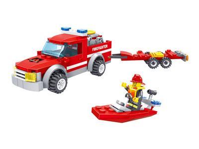 Bộ lắp ráp Xe Bán Tải Cứu Hỏa GBL KY98208 gồm xe bán tải, rơ moóc, ca nô và 1 lính cứu hỏa. Đồ chơi cho bé trai 6 tuổi giá rẻ.