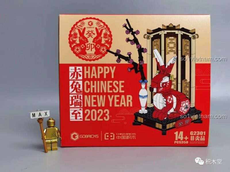 Mặt trước hộp sản phẩm Thỏ Đỏ May Mắn G2301 Gobricks