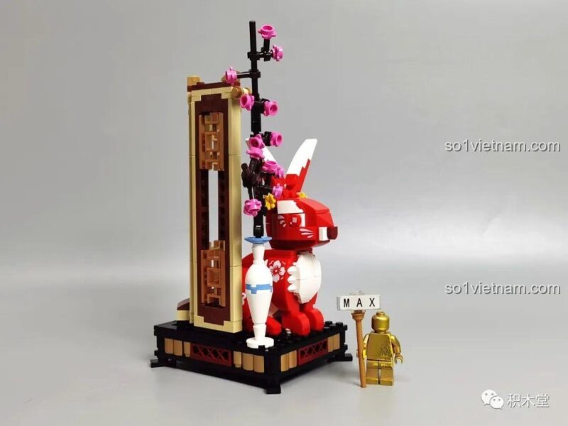 Mô hình Thỏ Đỏ May Mắn G2301 Gobricks hoàn thiện với ngựa