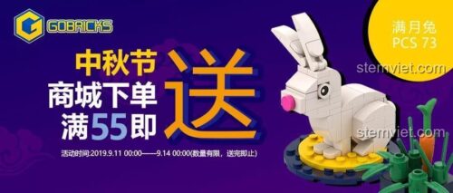 Bộ lắp ghép Thỏ Ngọc Gobricks, đồ chơi lắp ráp thỏ mặt trăng, phiên bản giới hạn Trung Thu, chất lượng cao.