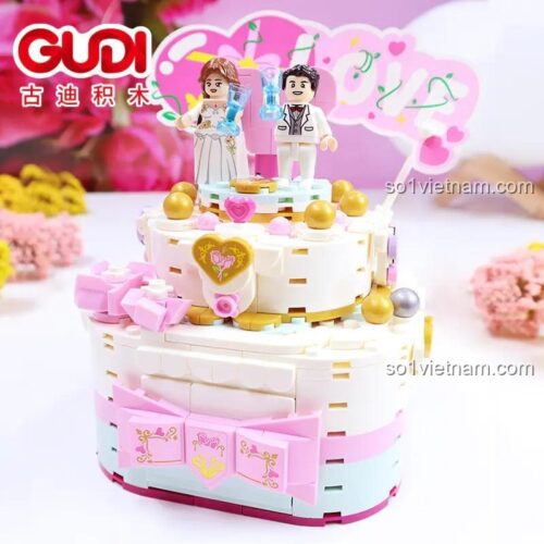 Chi tiết bộ đồ chơi Hộp nhạc bánh cưới GUDI 50001