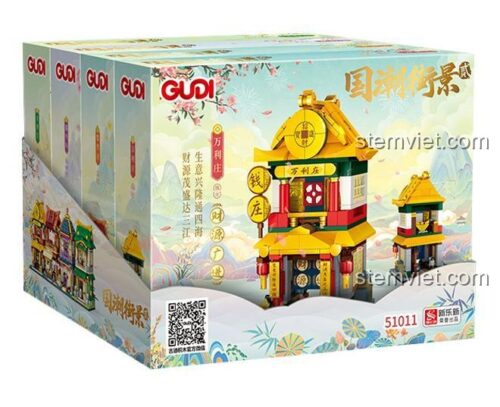 Hộp đồ chơi xây dựng GUDI 51011 Phố cổ Trung Hoa, bộ xếp hình Kiến trúc cổ Trung Quốc, món quà đáng tiền cho bé trai và bé gái 6 tuổi.