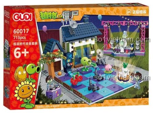 Hộp Bộ Lắp Ghép Cảnh Quan Nhà Máy Plants vs. Zombies: Rock Era GUDI 60017